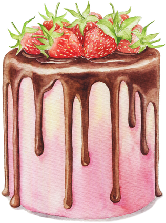 Watercolor Strawberry Cake